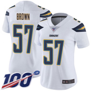 Los Angeles Chargers NFL Football Jatavis Brown White Jersey Women Limited #57 Road 100th Season Vapor Untouchable->los angeles chargers->NFL Jersey